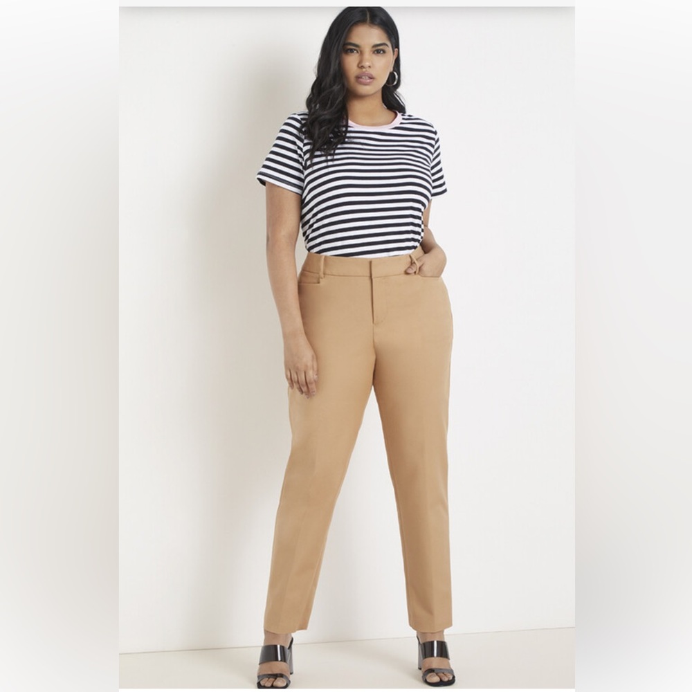 Eloquii Tan Straight-Leg Pants
